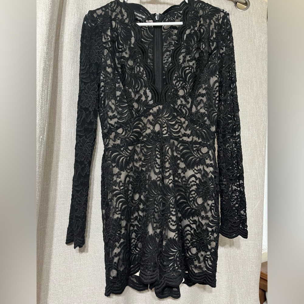 SEXY Bebe Black Lace Romper 10 - Picture 4 of 12